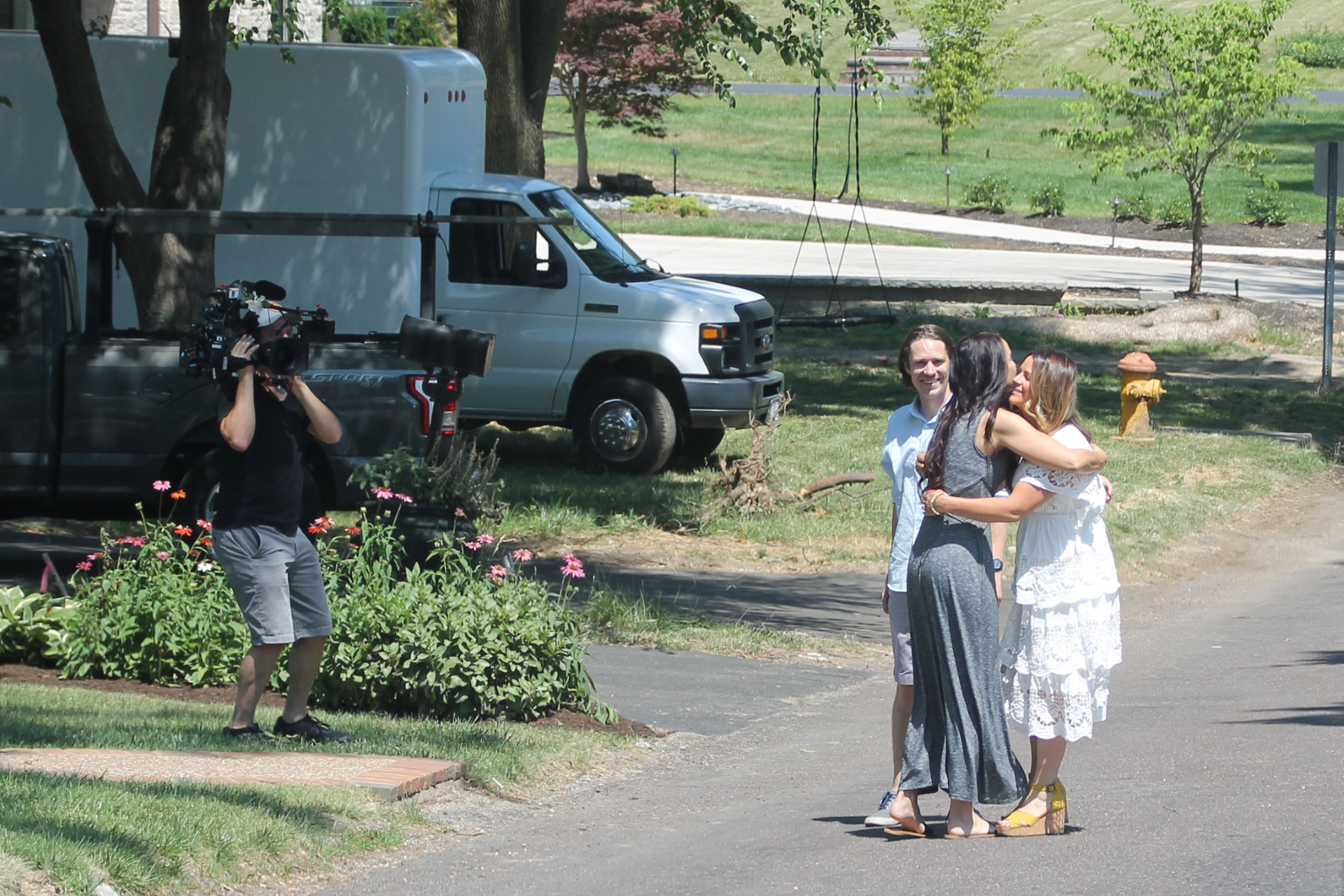 Lauren Risley greets homeowners