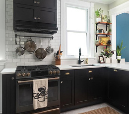 Kitchen with dark cabinets